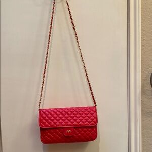 Elegant Red Quilted Shoulder Bag